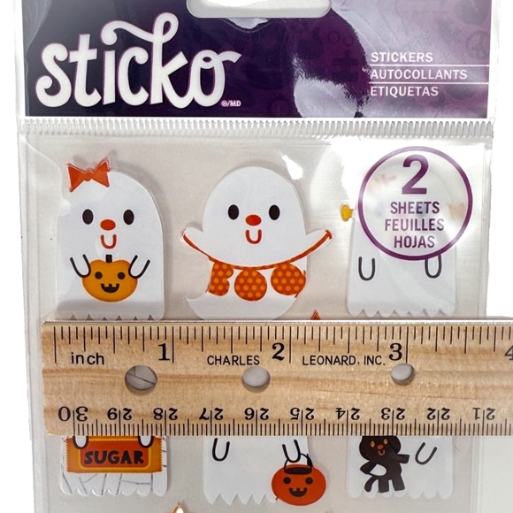 👻 Sticko Ghost Party Flat Stickers 36-Piece Halloween Sticker Set 2 Sheets 🎃🦇 - Picture 2 of 5